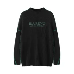 Trendy Contrast Colour Rope Couple Sweater - Black - View 1