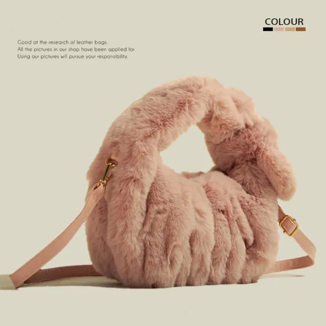 Plush Small Handbag Shoulder Crossbody Pink - Shop at LoveMi