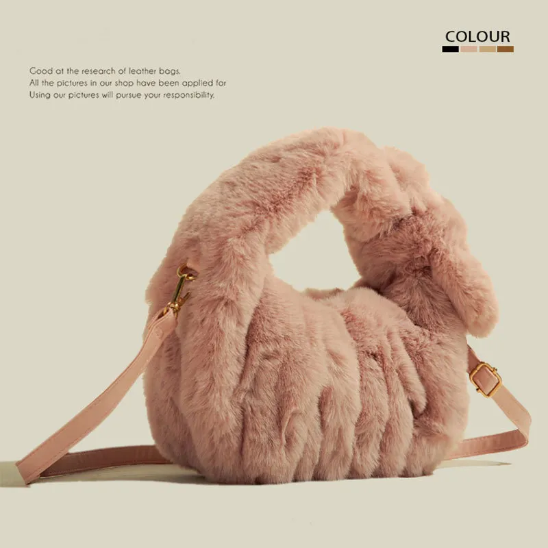 Plush Small Handbag Shoulder Crossbody - Pink