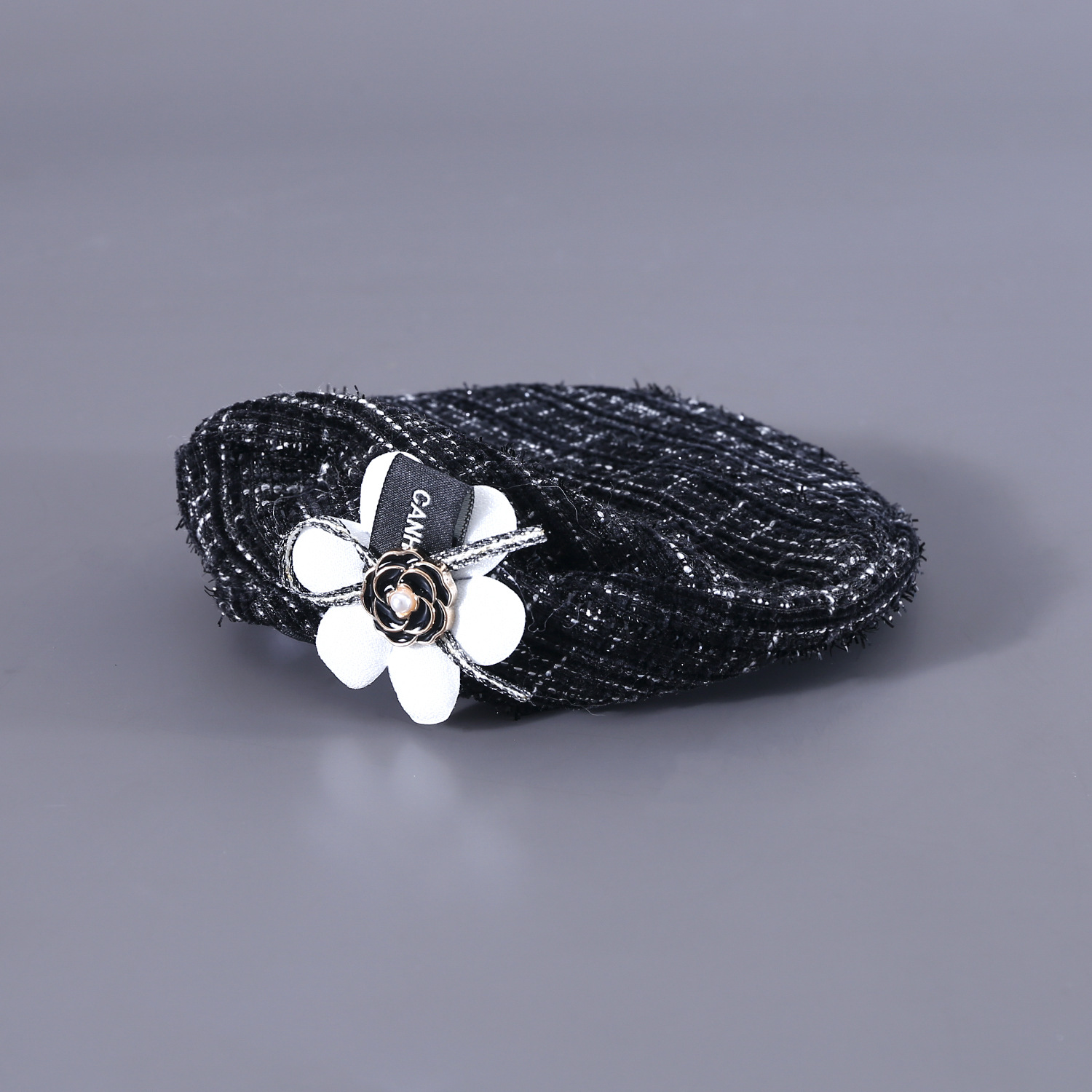 Black Flower Beret