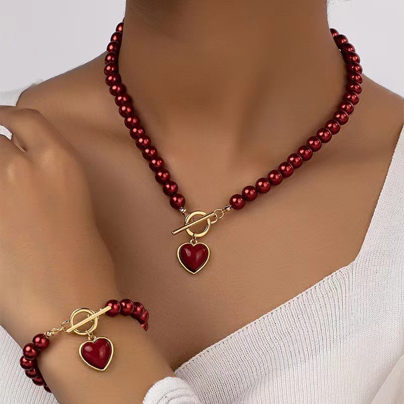 European And American Pearls Bracelet And Necklace Set