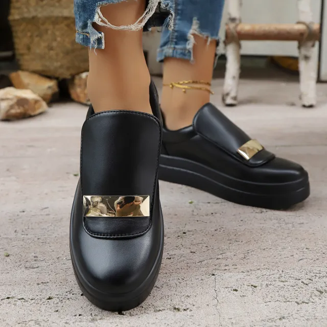 Lightweight Thick soled Slip on Sneakers With Velcro Closure Black - Shop at LoveMi