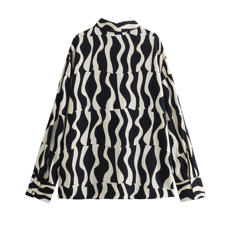 Multicolor Printing Shirt Mid-length Skirt Suit Women