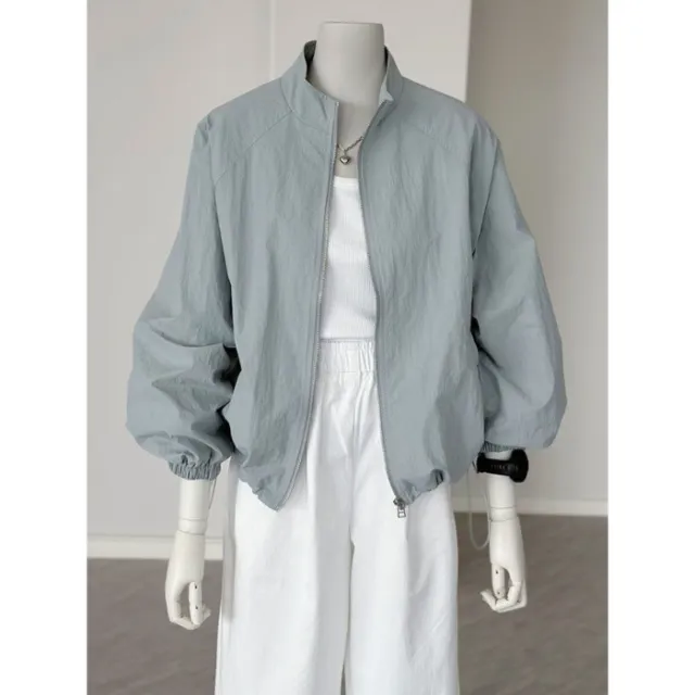 Basic Zippered Sun Protection Short Jacket Long Blue - Shop at LoveMi