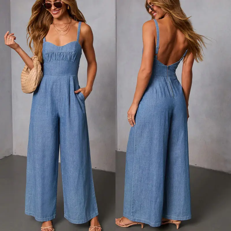 Solid-color Casual Workwear Jumpsuit