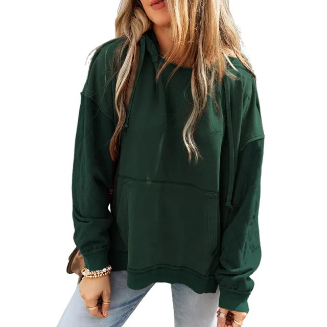 Solid Color Long Sleeve Pullover Women Casual Loose Sweatshirt Lc25316272 P309 M - Shop at LoveMi