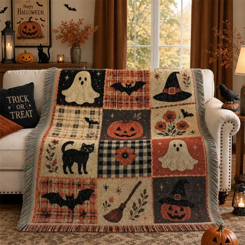 New Halloween Pumpkin Ghost Blanket Cover