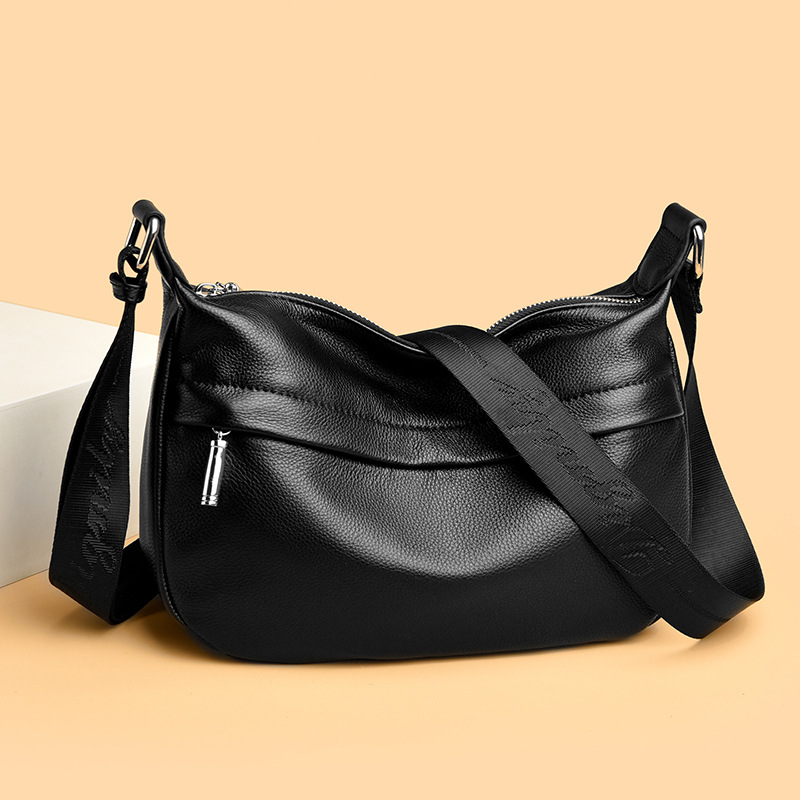 Womens Top-Grain Leather Crossbody Bag With Large Capacity