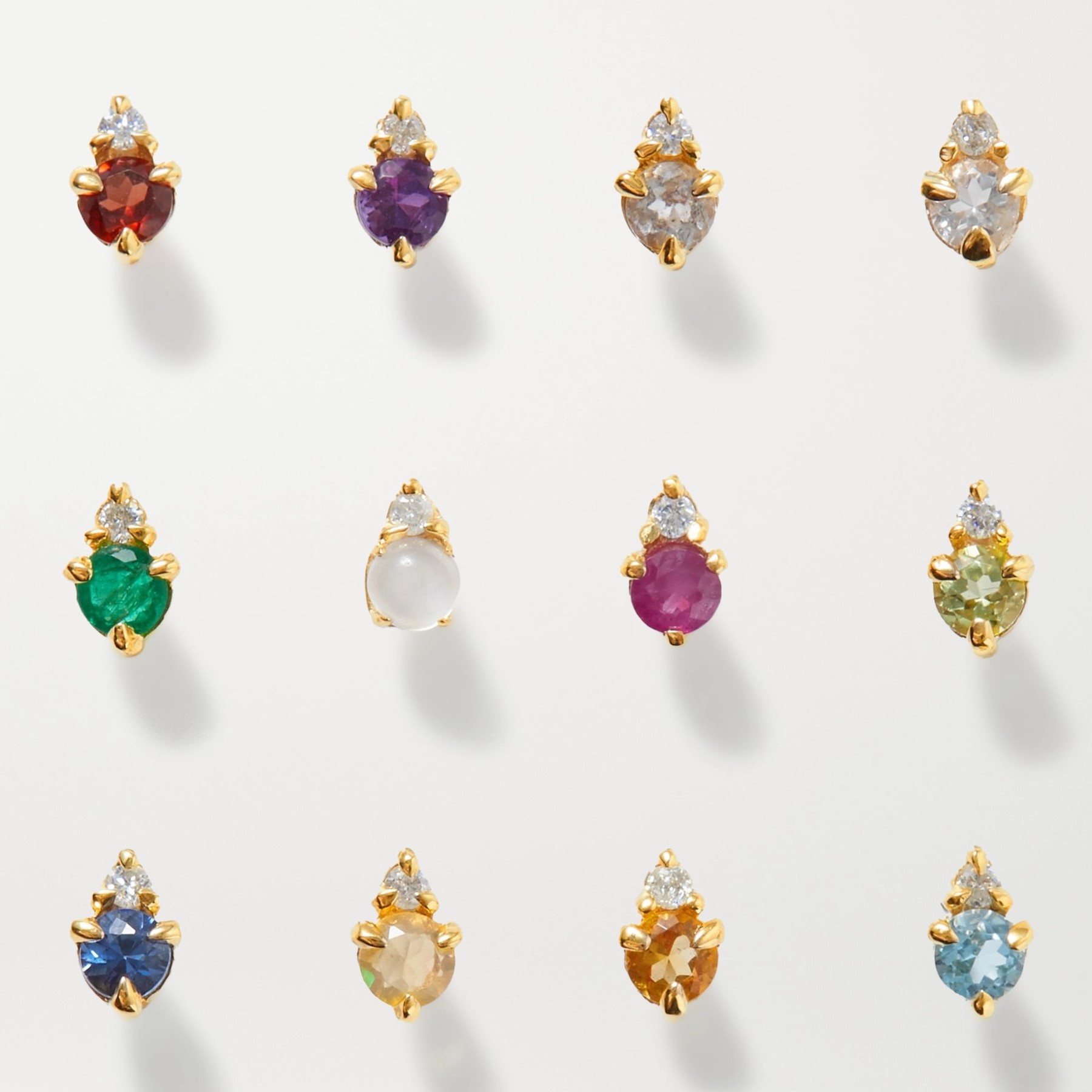Stainless Steel Twelve Birthstone Women's Ear Studs