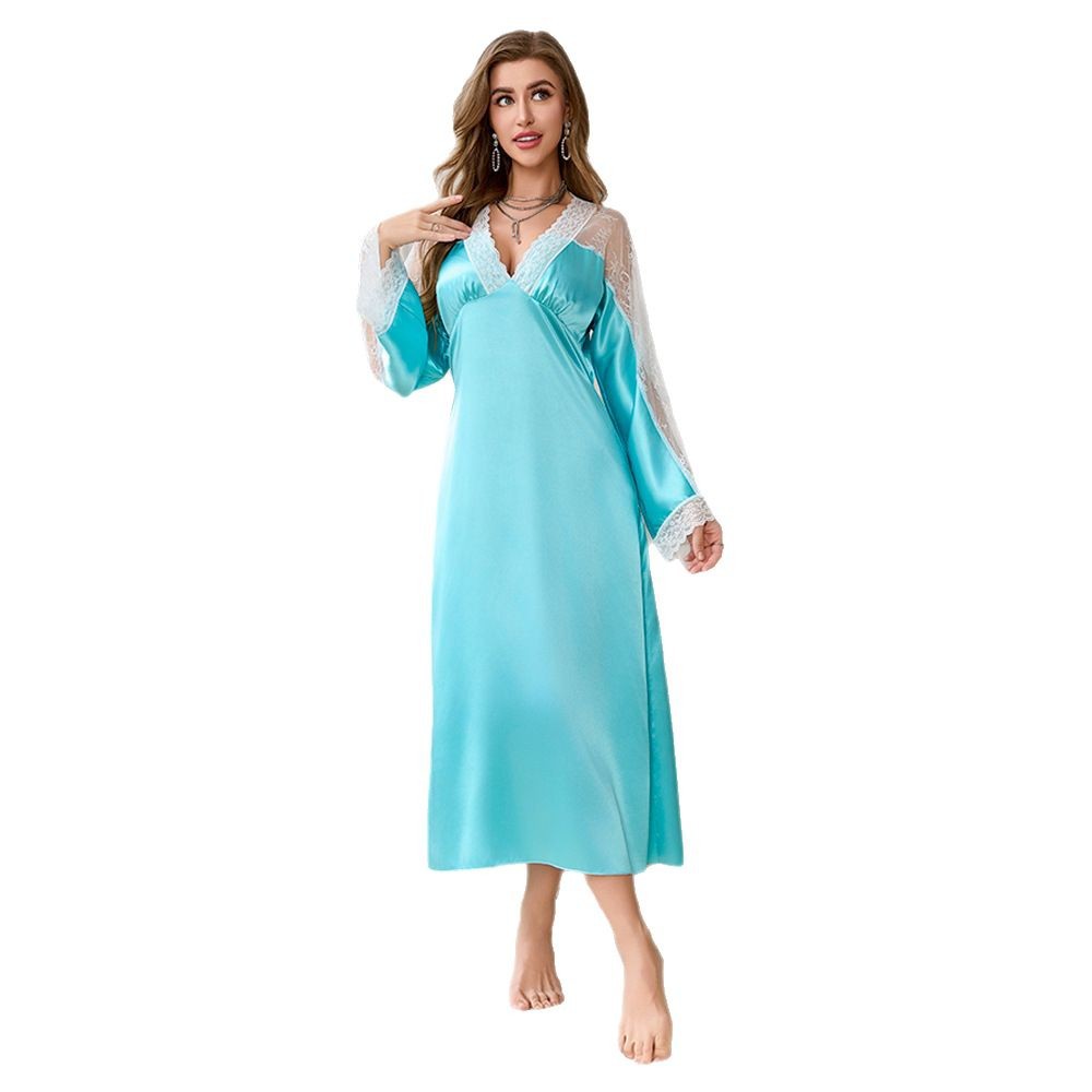 Women's Cutout Lace Stitching Long Sleeve Dress