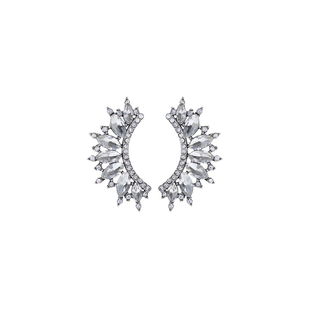 Simple Crystal Diamond Geometric Semicircle Stud Earrings