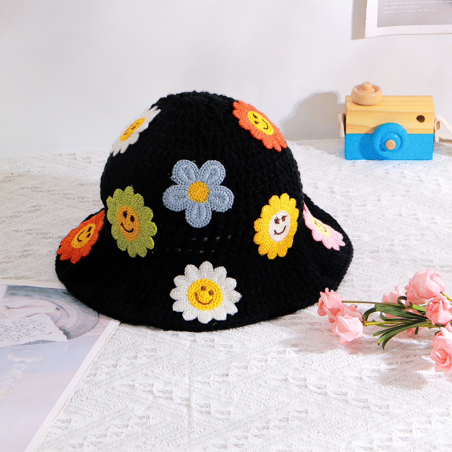 Versatile Korean Style Wool Crocheted Handmade Flower Hat