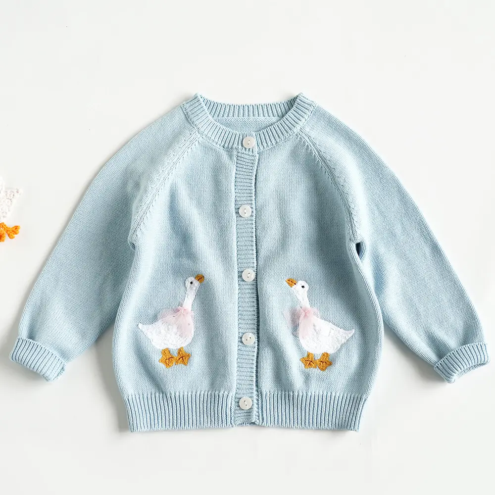 Girls' Casual Sweater Embroidered Knit Top