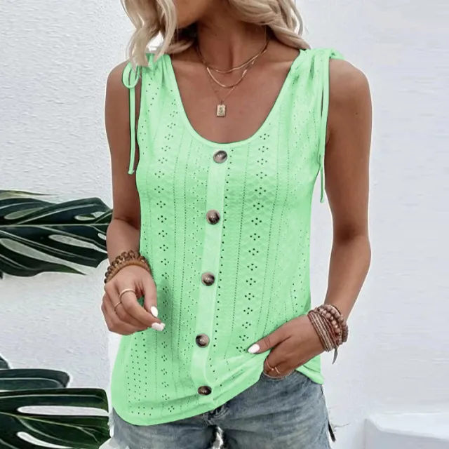 Women's Sexy Casual Solid Color U neck Vest Short Sleeve Green - Shop at LoveMi