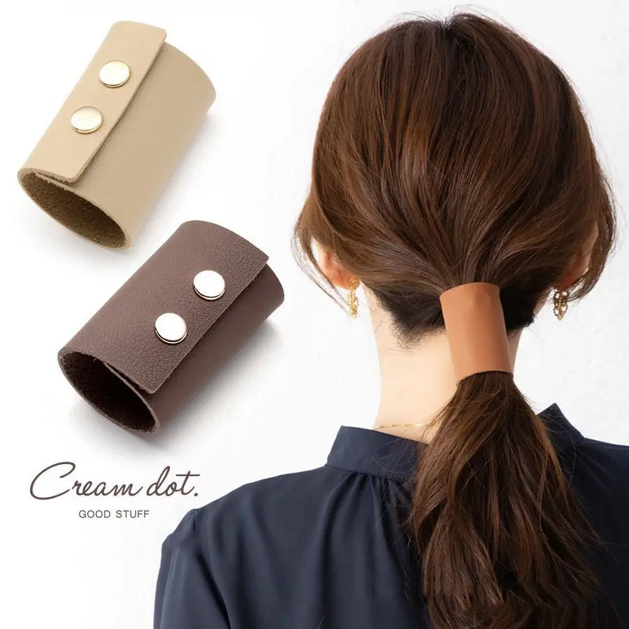 PU Leather Headband Gel Women Ponytail Clip