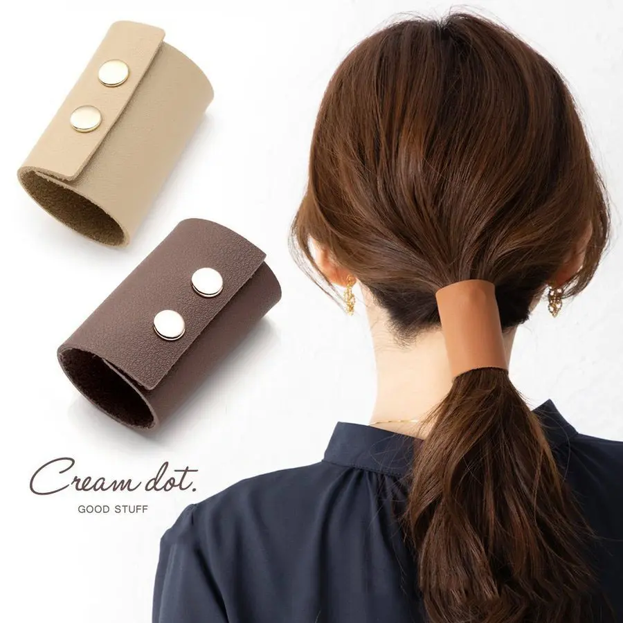 PU Leather Headband Gel Women Ponytail Clip Decoration Hair