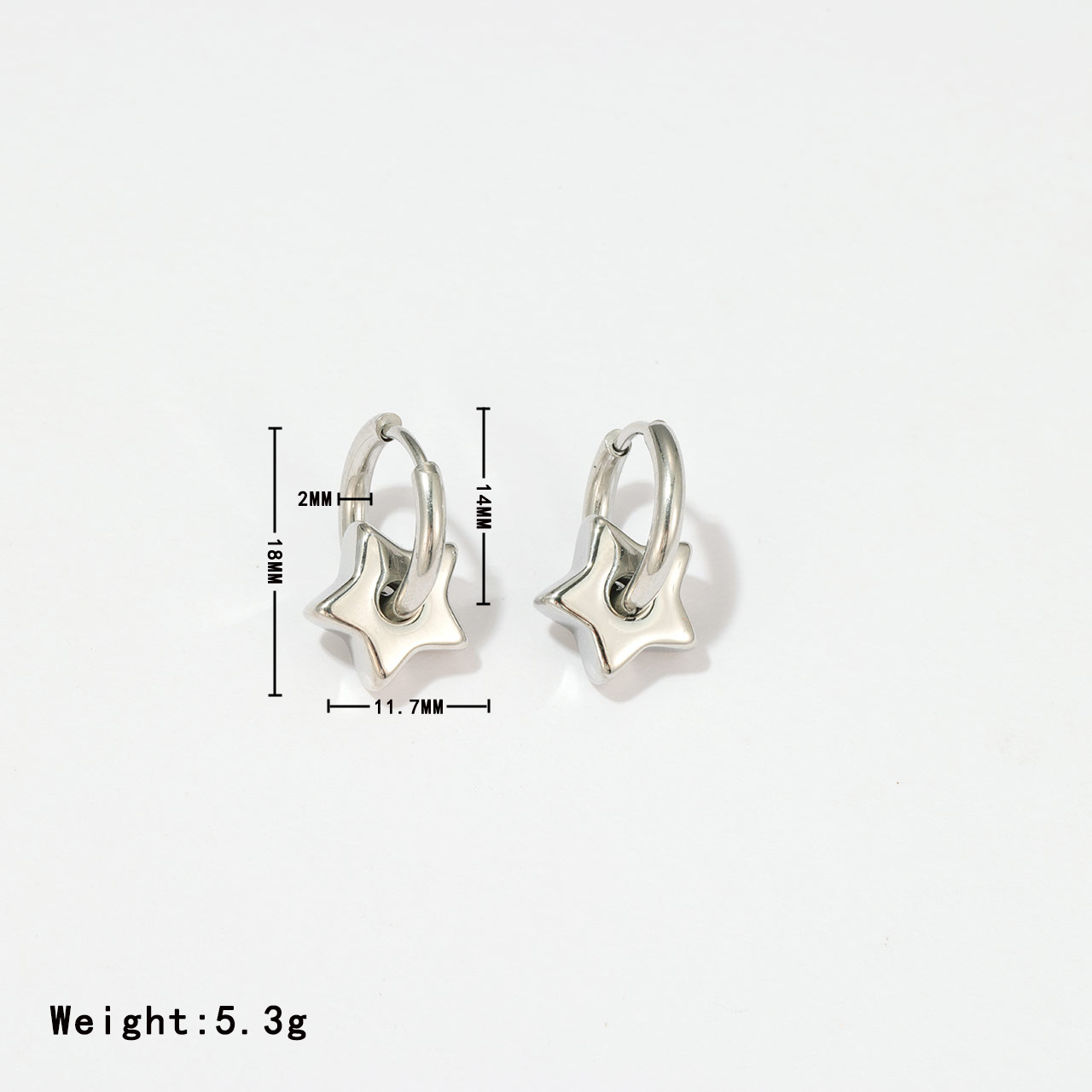 Fashionable All-match Titanium Steel Star Earrings