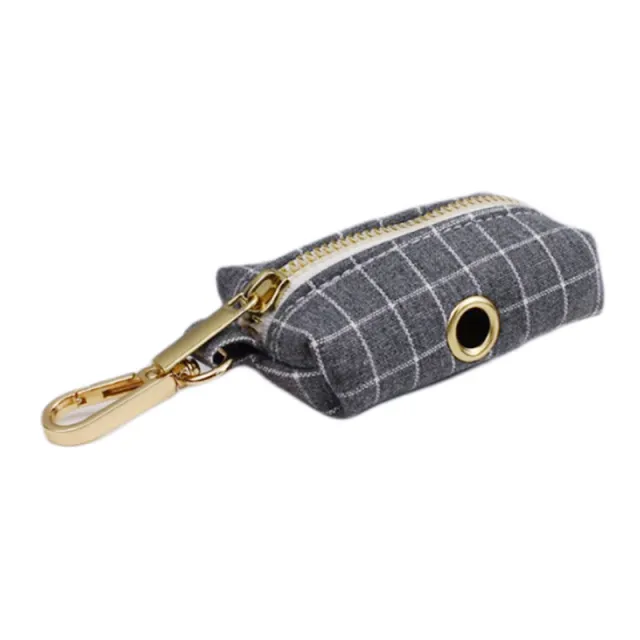 Gray Plaid Flannel Pet Collar Velvet Hand Holding Rope Dog Poop Bag - Shop at LoveMi