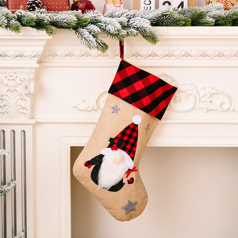 Christmas Decorations Red And Black Plaid Affixed Cloth Embroidered Window Pendant – image 7