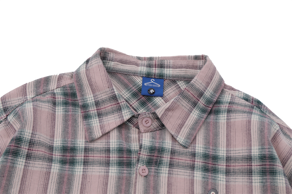 Plaid Long Sleeve Shirt Men's Sleeve Detachable Two-way Wear