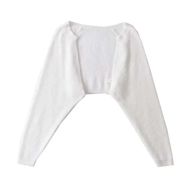 Furry Long Sleeve Short Loose Blouse Outer Sweater Coat For Women White - Shop at LoveMi