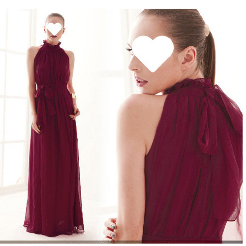 Bohemian Solid Color Plus Size Dress Wine - Shop at LoveMi