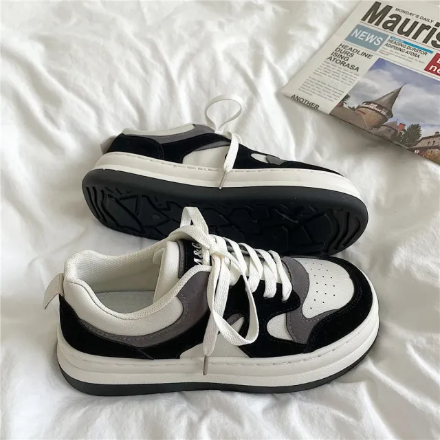 Special interest Design Height Increasing Big Toe Double Color Plate Shoes Black - Shop at LoveMi