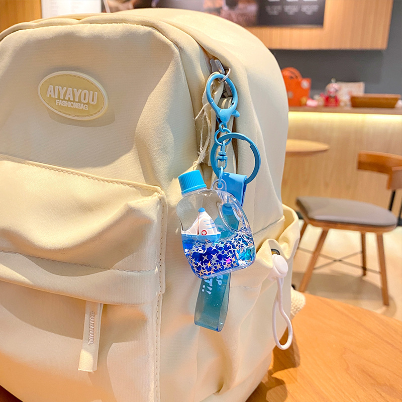 Acrylic Sailboat Oil Quicksand Car Keychain Pendant - Image 2