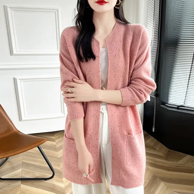 Round Neck Wool Cardigan Coat For Women Pixie Pollen - Shop at LoveMi