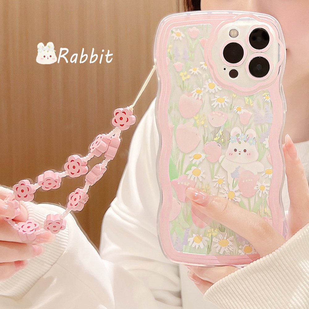 Wavy-edge Flower Bunny Silicone Phone Case