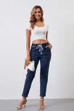 Women's Casual Slim-fit Versatile Skinny Pants - Dark Blue - View 1
