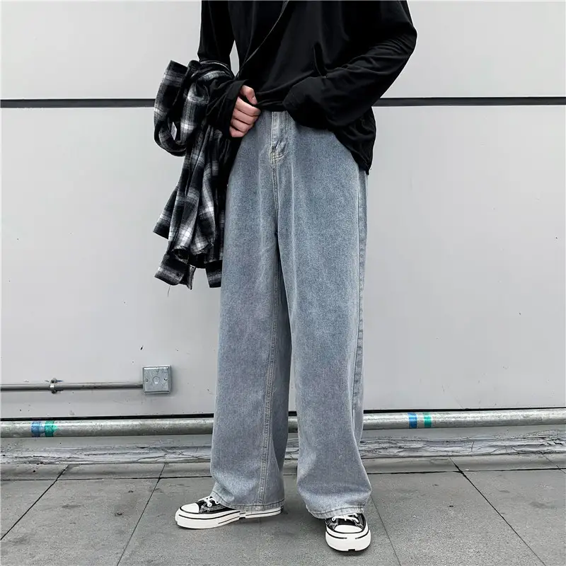 Denim Trousers Men's Korean-style Straight Loose Teen