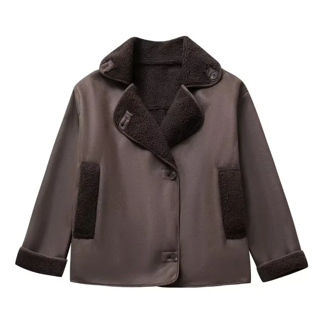 Autumn And Winter Loose Fur Warm Jacket Coat Brown - Shop at LoveMi