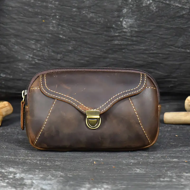 Real Cowhide Men Waist Pack Genuine Leather