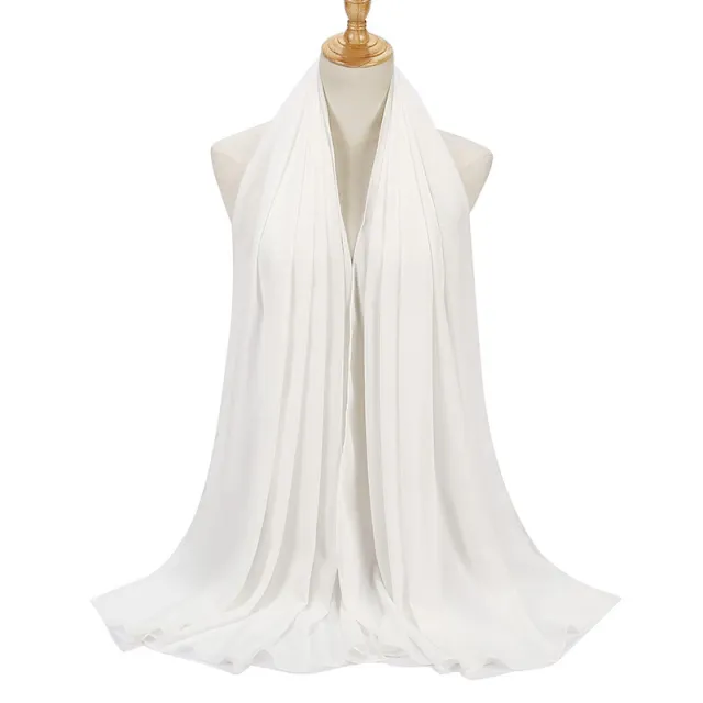 Natural Wrinkle Monochrome Chiffon Scarf Breathable Pleated Women's Toe Cap Scarf White - Shop at LoveMi