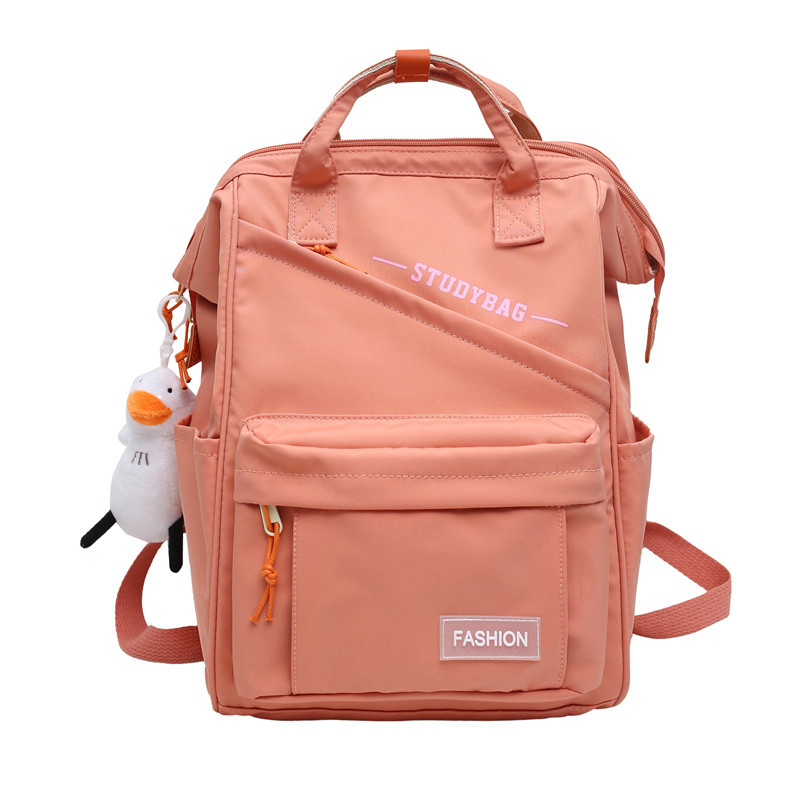 Solid Color Backpack Large Capacity Schoolbag