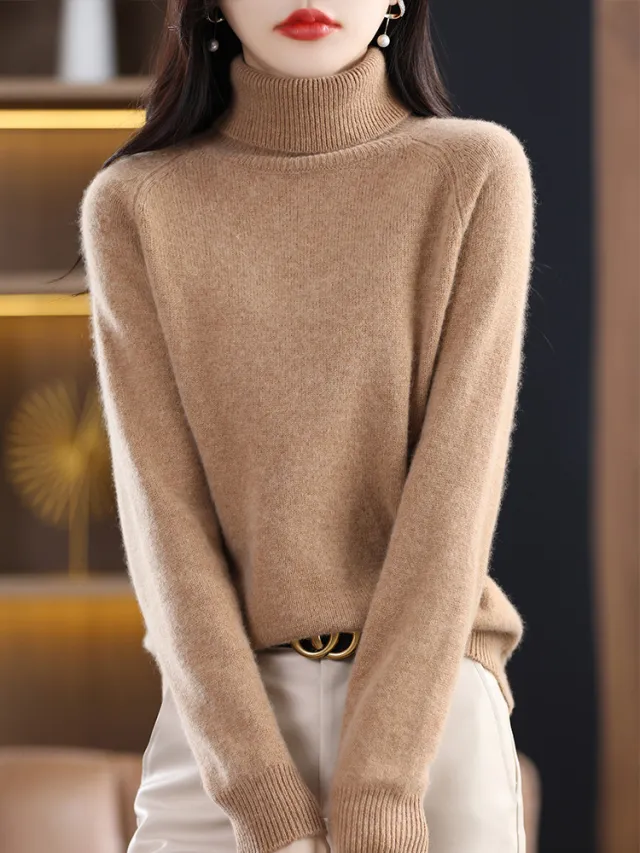 Women's Loose Plus Size Thick Long sleeved Sweater Golden Camel - Shop at LoveMi