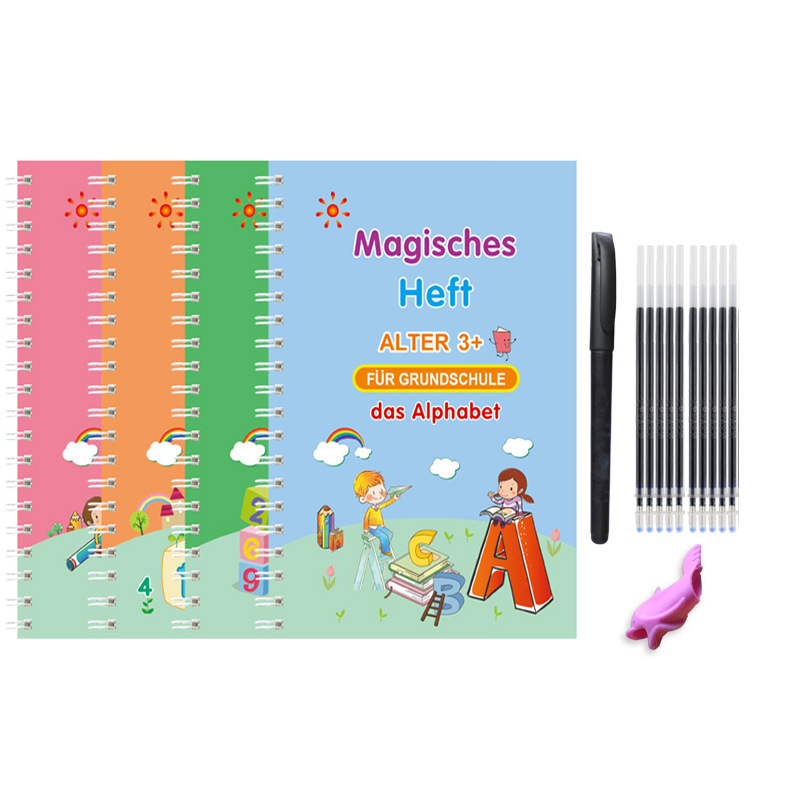 Children’s Groove English Calligraphy Practice Board French German Painting Magic English Stickers Copy Control Pen Training Book