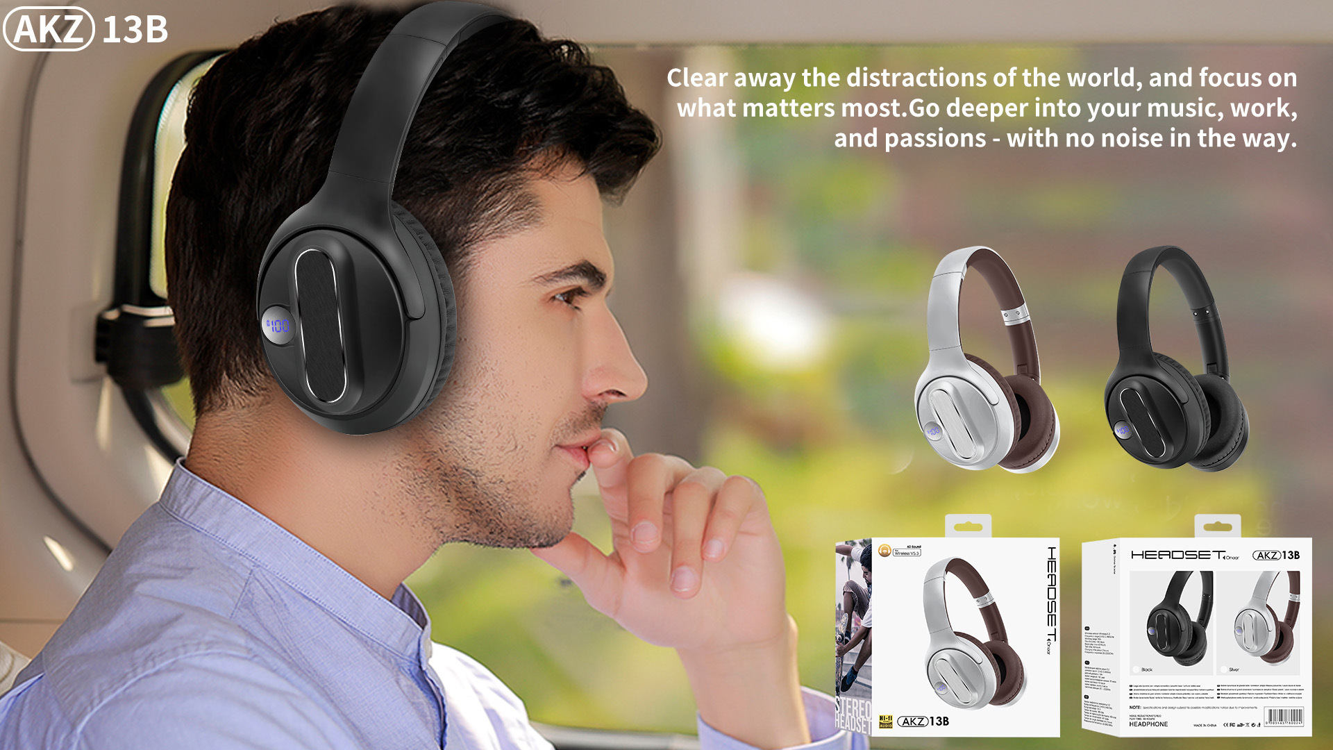 Headset Wireless Bluetooth Headset Power Digital Display - Image 2