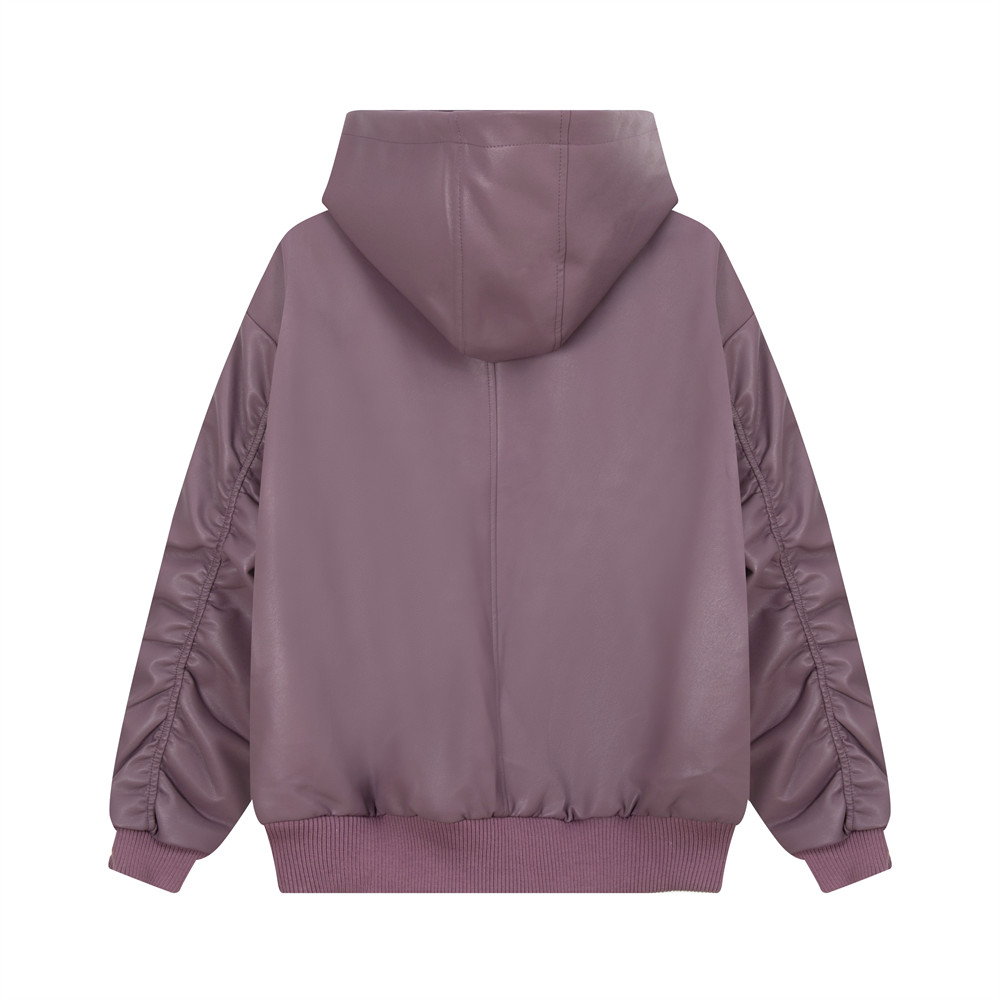 Hooded Leather Coat Jacket Men