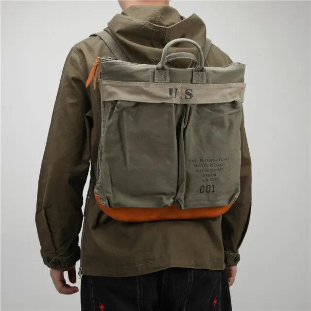 American Retro Motorcycle Bag Backpack Washed Distressed Canvas Bag Men's Outdoor Mountaineering Camping Green - Shop at LoveMi
