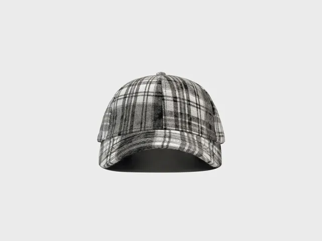 Plaid Retro Washed Baseball Cap For Women Black And White Plaid - Shop at LoveMi