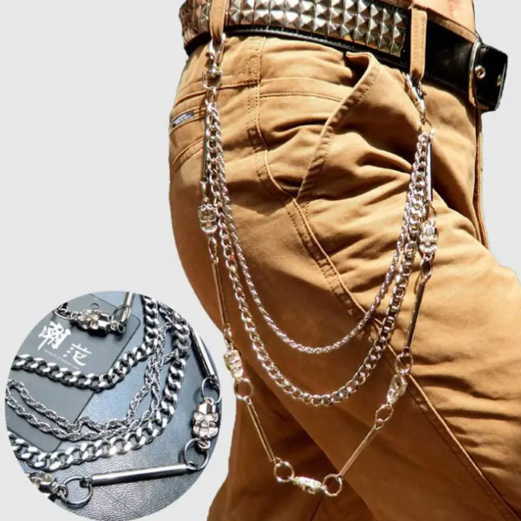 Phants Zipper All-match Metal Multi-layer Chain Personality Trendy Men And Women Avant-garde Waist Chain