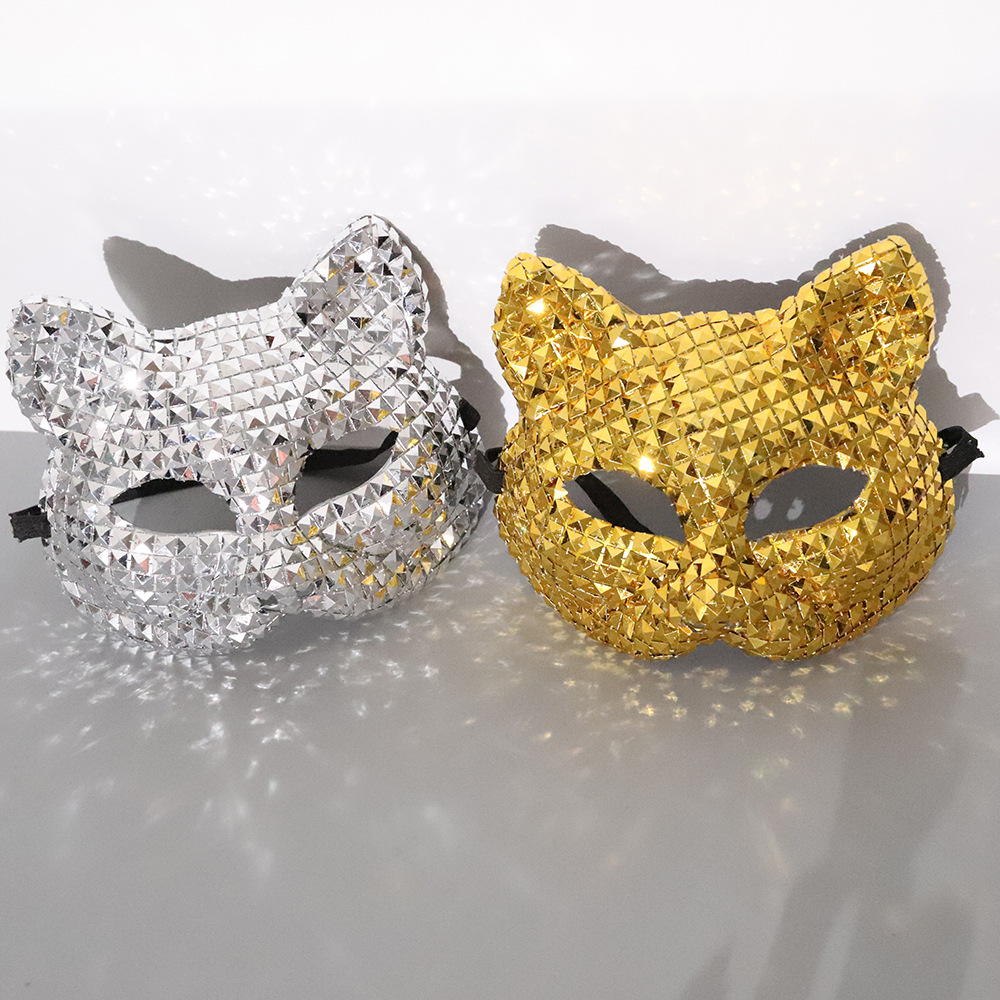 Halloween Ball Party Cat-Face Rhinestone Mask detail photo 11