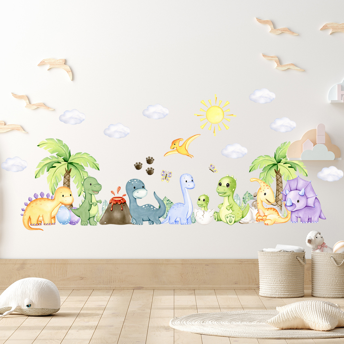 Title 5, Colorful Little Dinosaur Self-adhesive Wall Sti...