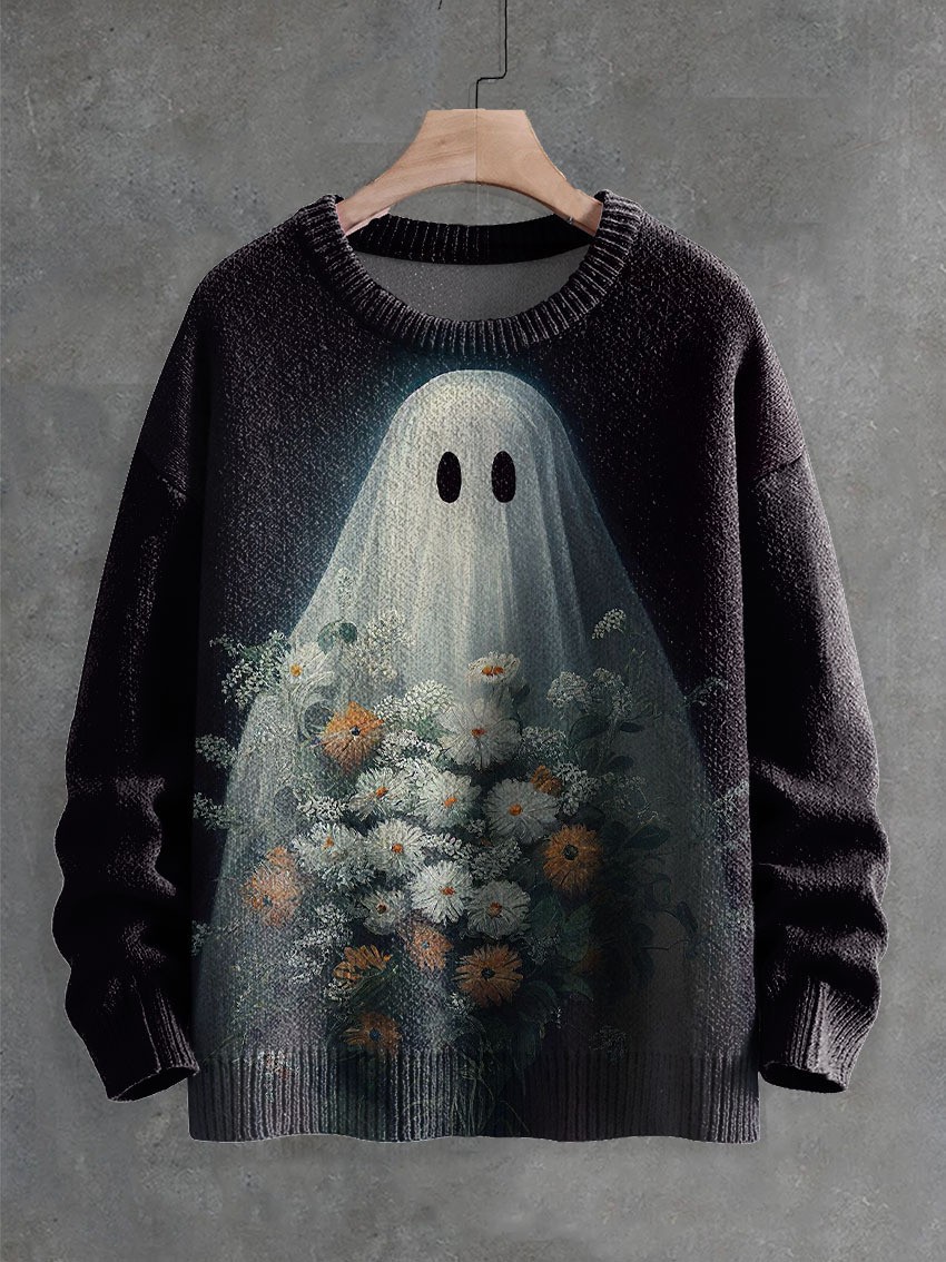 Suéter estampado de terror con patrón de fantasmas - Imagen 9 de 17