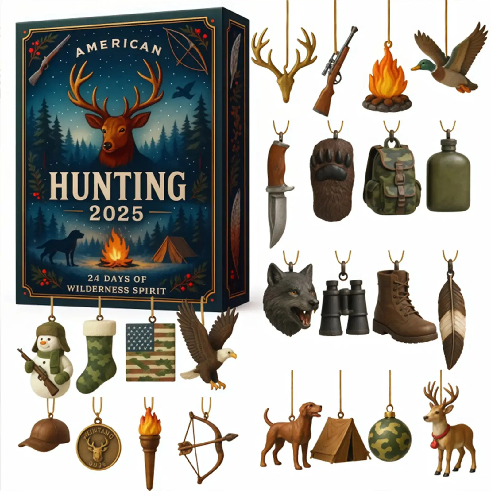 Hunting Acrylic Pendant Advent Calendar Blind Box Christmas Tree Decoration