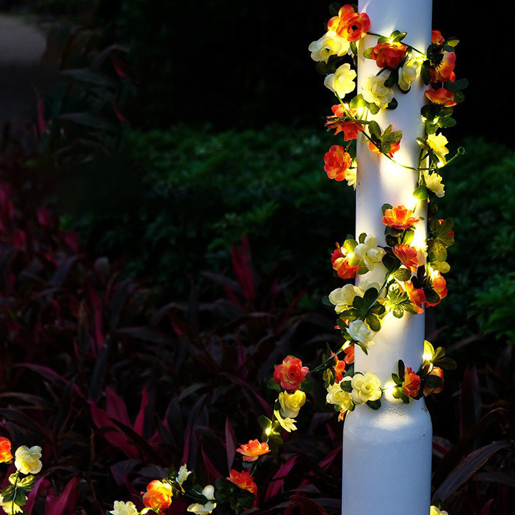 Orange Pink Rose Vine Lamp