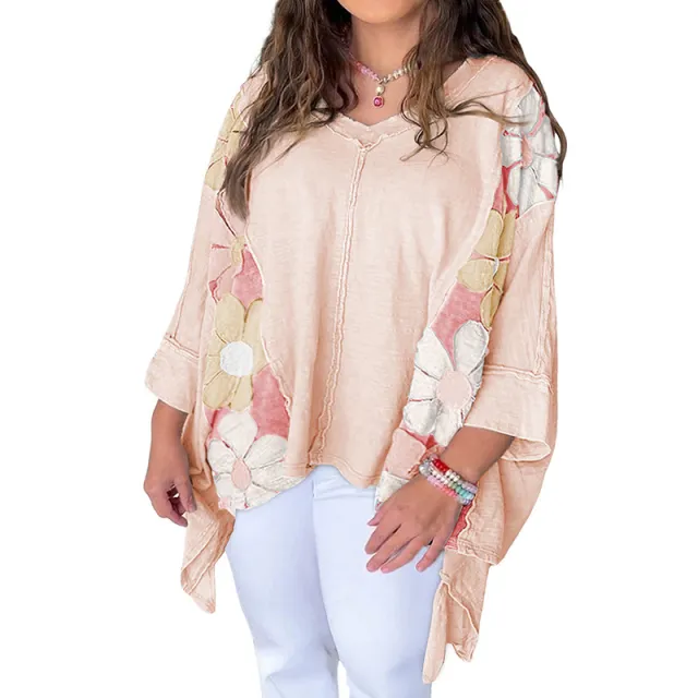 Fashion Floral Patchwork Long Sleeve Pink - Shop at LoveMi