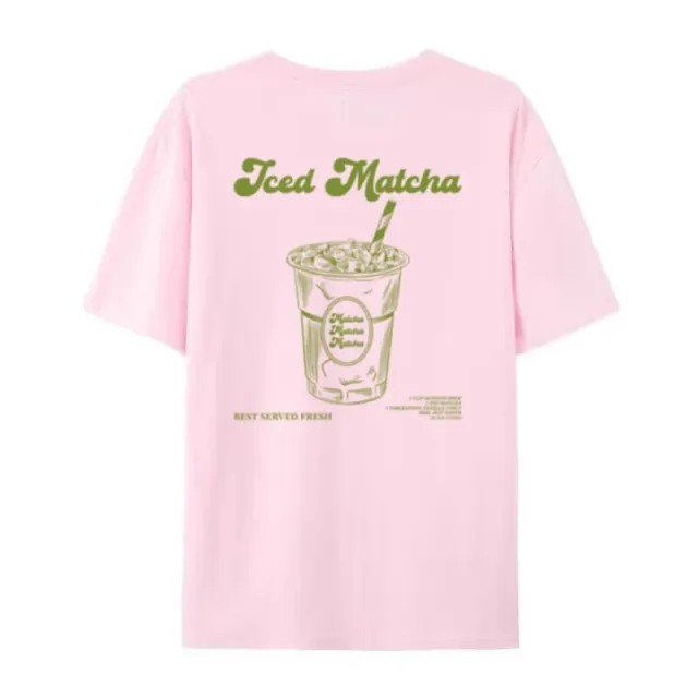 Retro Beautiful T shirt Cute Matcha Short Sleeve Pink - Shop at LoveMi